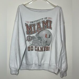 Hollister University of Miami Go Canes Graphic Cut-Off Sweatshirt Off White